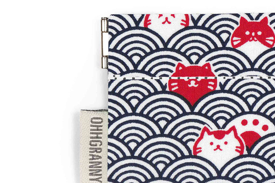 Seigaiha Neko (Navy)